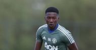 Di'Shon Bernard in training with Manchester United at Aon Training Complex.